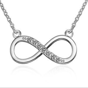 Swarovski Crystal Infinity Necklace Sterling Silver Overlay